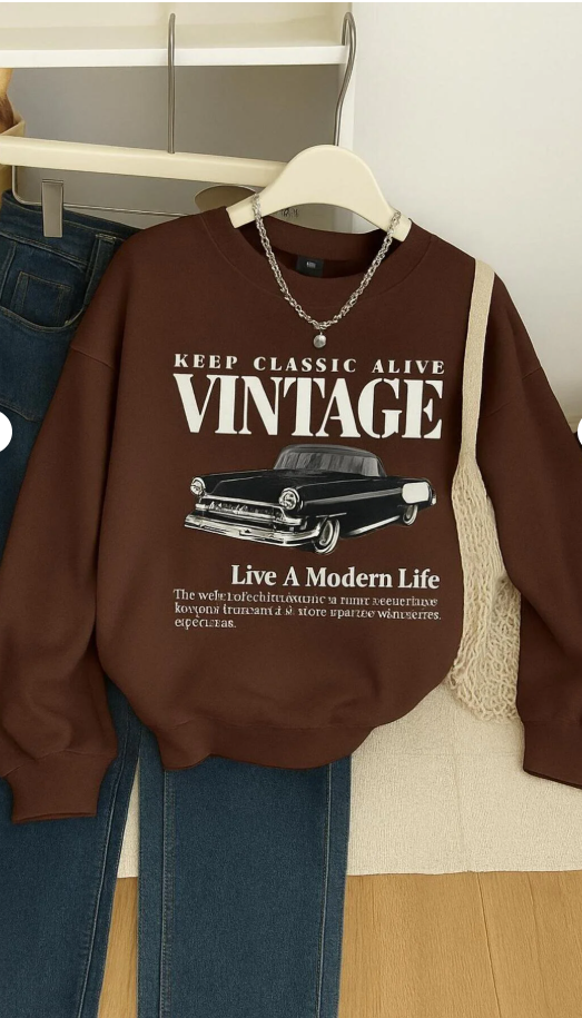3 İPLİK PENYE VINTAGE BASKILI UNİSEX SWEATSHIRT