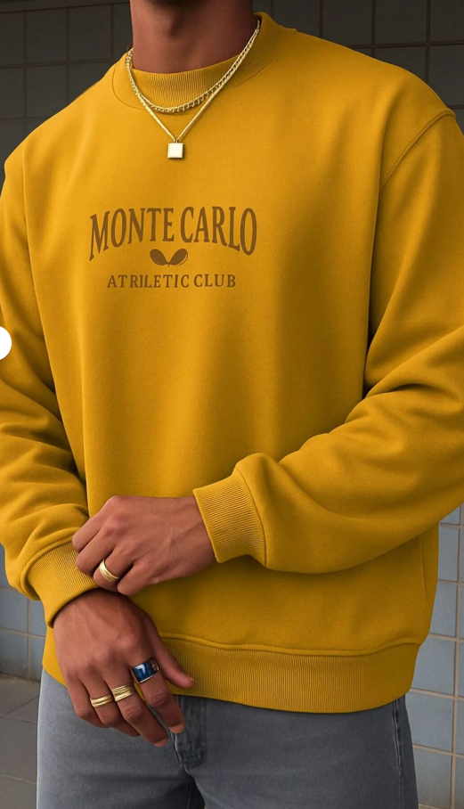MONTE CARLO BASKILI UNİSEX SWEATSHIRT / KAPIDA ÖDEMELİ