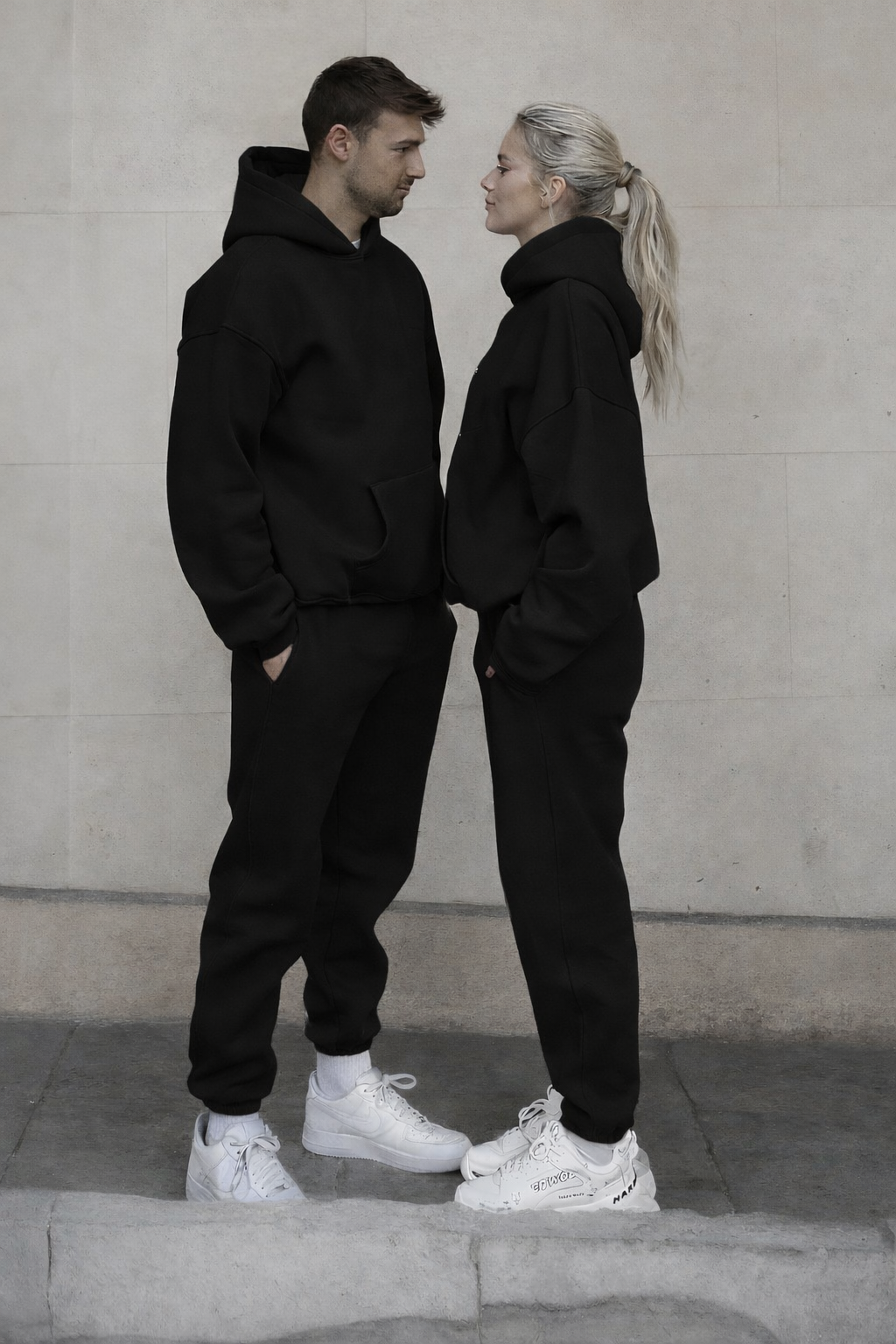 Unisex Siyah Oversize Kapüşonlu Eşofman Takımı/ Kapıda Ödeme