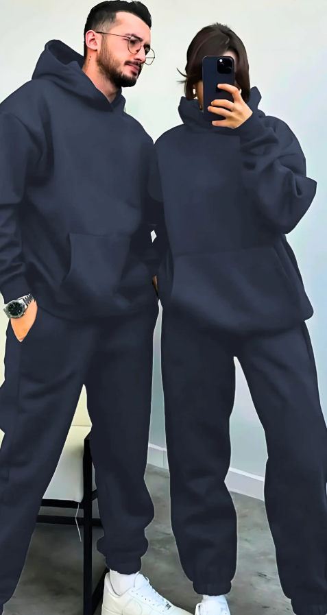 Unisex Siyah Oversize Kapüşonlu Eşofman Takımı/ Kapıda Ödeme