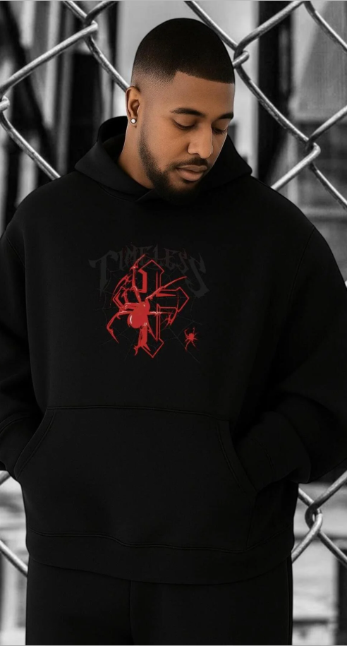 👉 Fearless Örümcek Baskılı Oversize Hoodie | Kapıda Ödeme