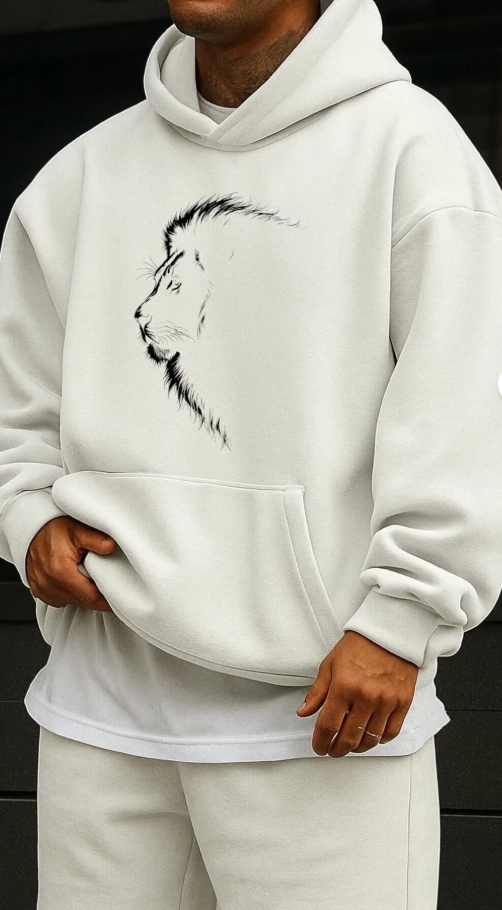 Lion Art Baskılı Oversize Hoodie – Kapıda Ödem