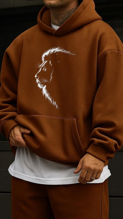 Lion Art Baskılı Oversize Hoodie – Kapıda Ödem