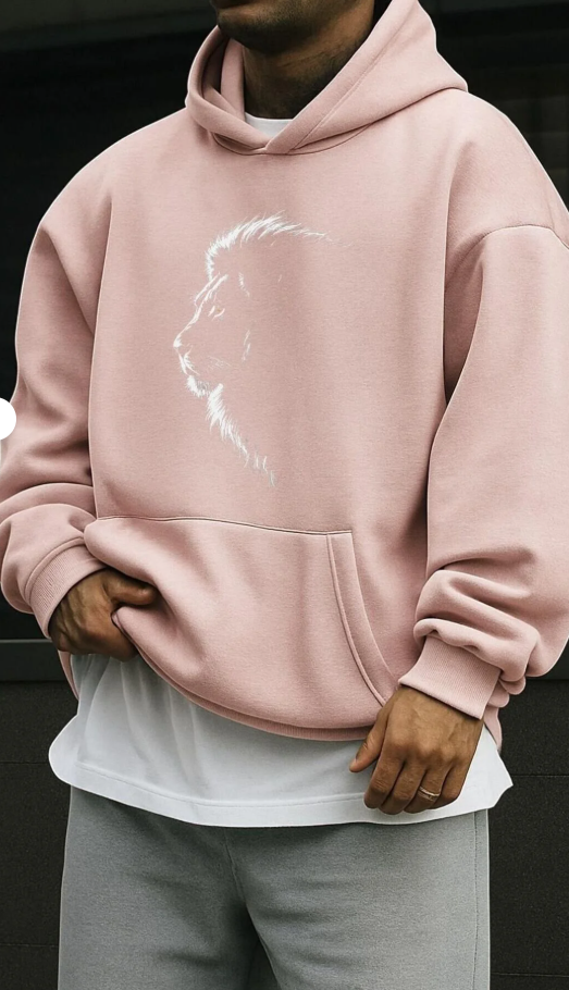 Lion Art Baskılı Oversize Hoodie – Kapıda Ödem