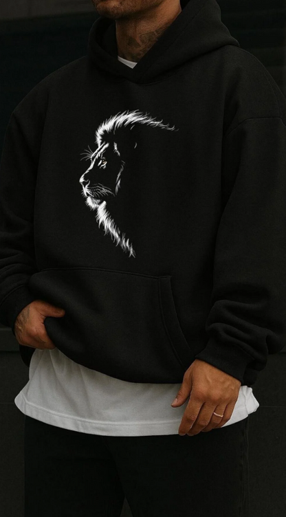 Lion Art Baskılı Oversize Hoodie – Kapıda Ödem