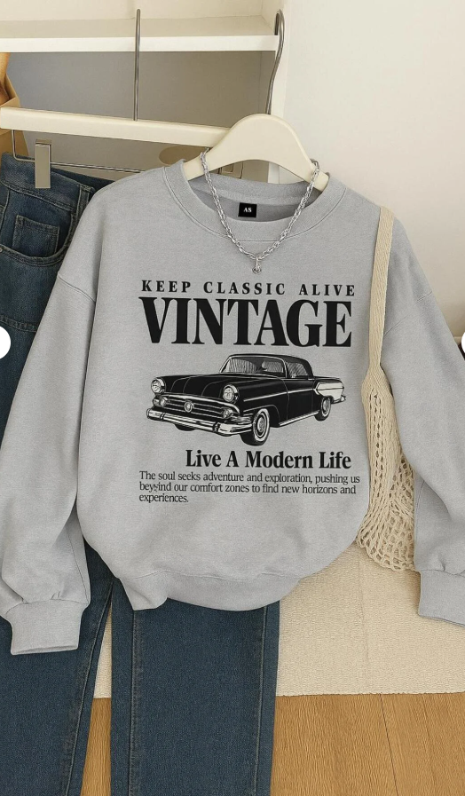 3 İPLİK PENYE VINTAGE BASKILI UNİSEX SWEATSHIRT