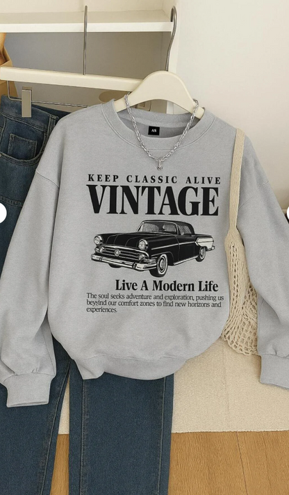 3 İPLİK PENYE VINTAGE BASKILI UNİSEX SWEATSHIRT