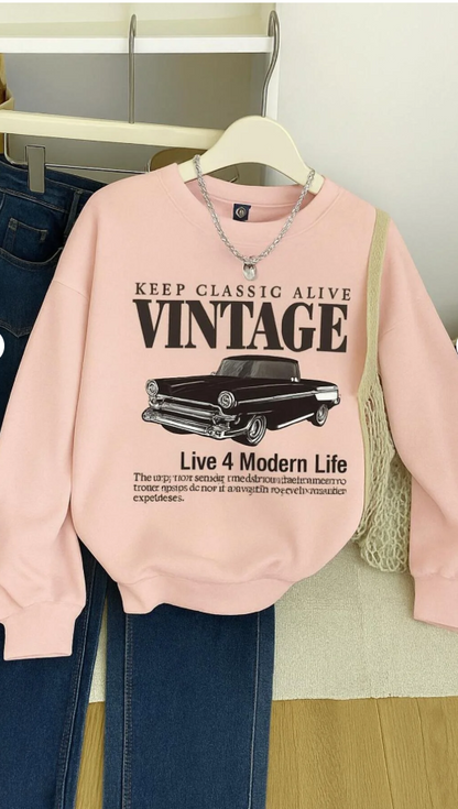 3 İPLİK PENYE VINTAGE BASKILI UNİSEX SWEATSHIRT