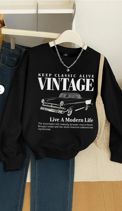 3 İPLİK PENYE VINTAGE BASKILI UNİSEX SWEATSHIRT