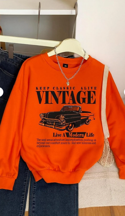 3 İPLİK PENYE VINTAGE BASKILI UNİSEX SWEATSHIRT