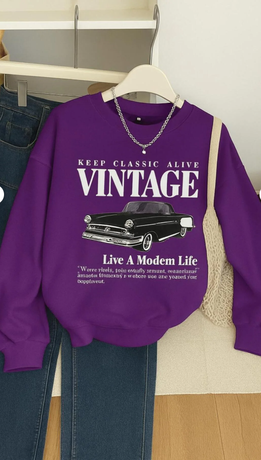 3 İPLİK PENYE VINTAGE BASKILI UNİSEX SWEATSHIRT