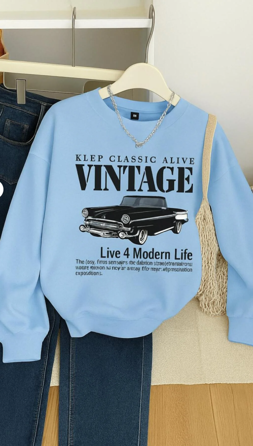 3 İPLİK PENYE VINTAGE BASKILI UNİSEX SWEATSHIRT