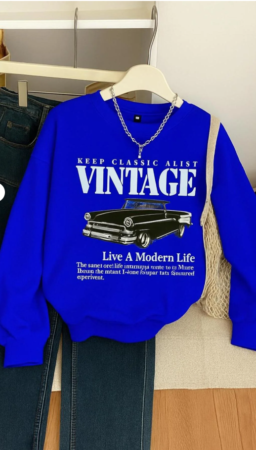 3 İPLİK PENYE VINTAGE BASKILI UNİSEX SWEATSHIRT