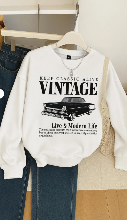 3 İPLİK PENYE VINTAGE BASKILI UNİSEX SWEATSHIRT