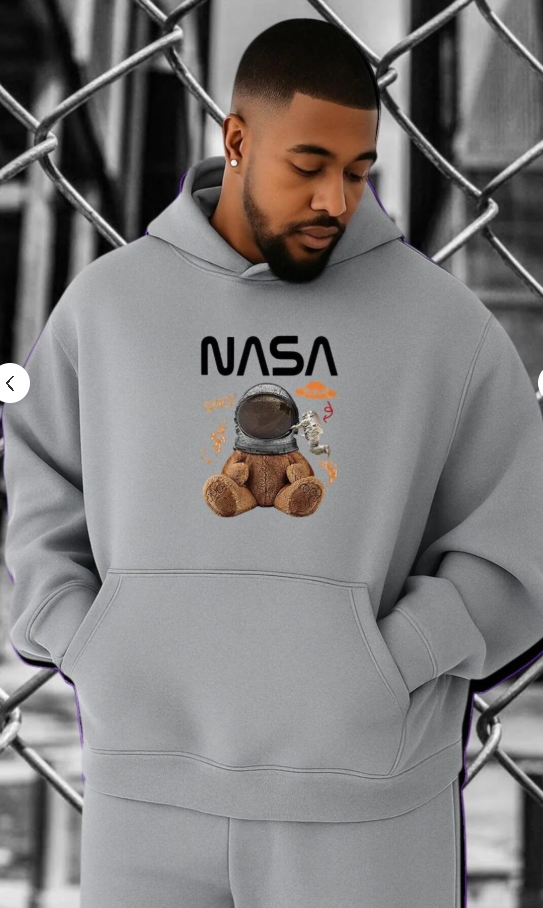 NASA Baskılı Kapüşonlu Sweatshirt – Kapıda Ödeme