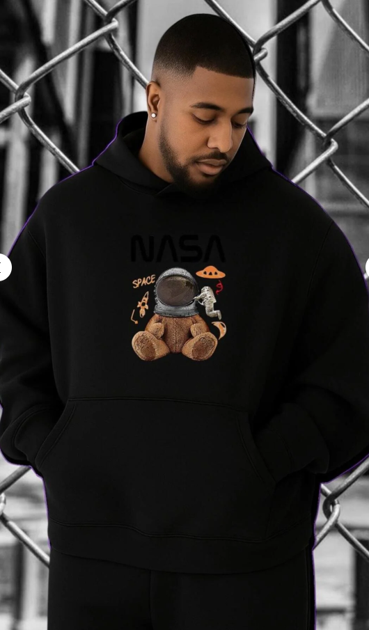 NASA Baskılı Kapüşonlu Sweatshirt – Kapıda Ödeme