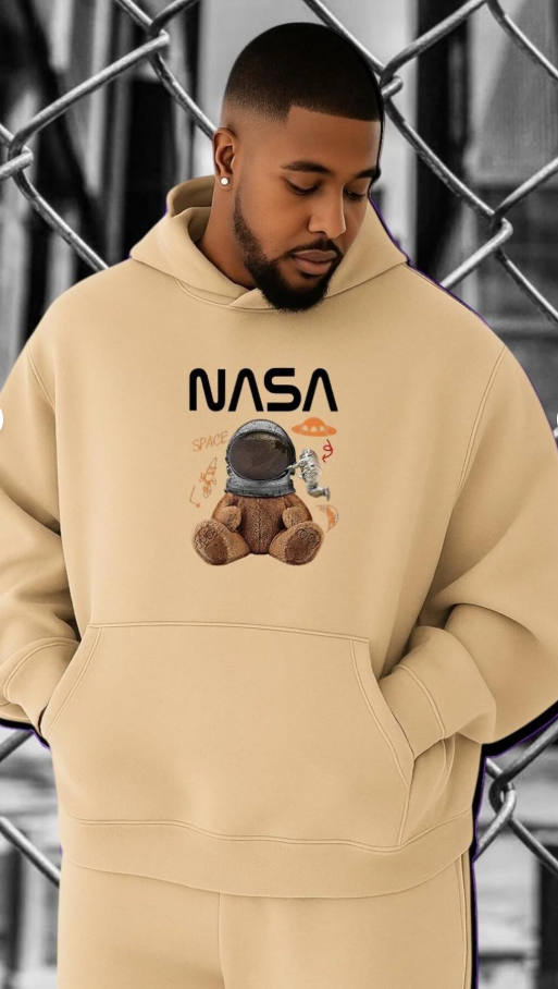 NASA Baskılı Kapüşonlu Sweatshirt – Kapıda Ödeme