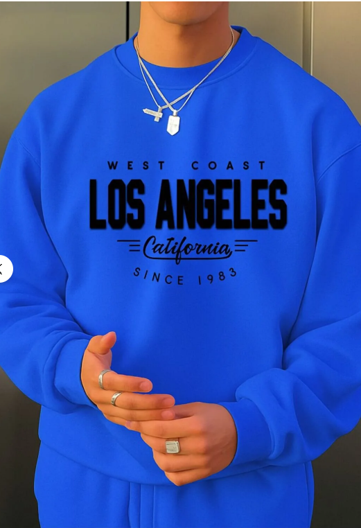 3 İPLİK PENYE LOS ANGELES BASKILI UNİSEX SWEATSHIRT/ KAPIDA ÖDEME