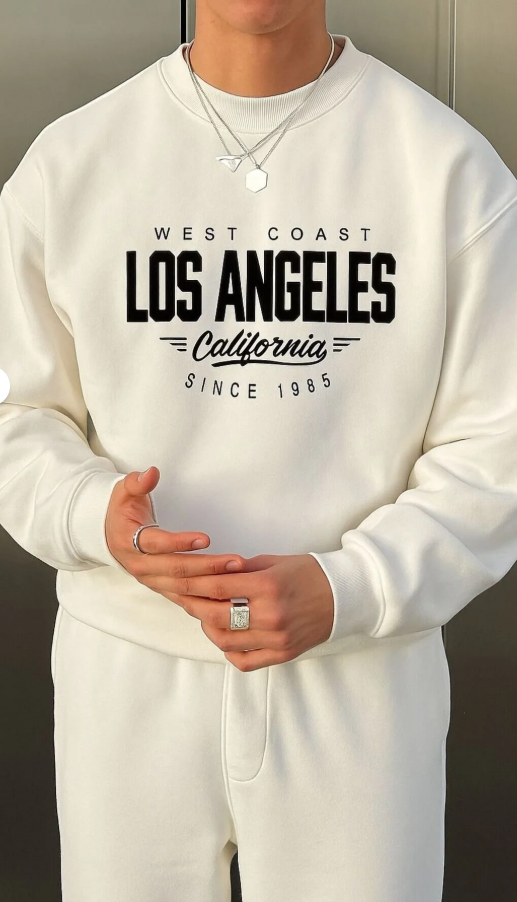 3 İPLİK PENYE LOS ANGELES BASKILI UNİSEX SWEATSHIRT/ KAPIDA ÖDEME
