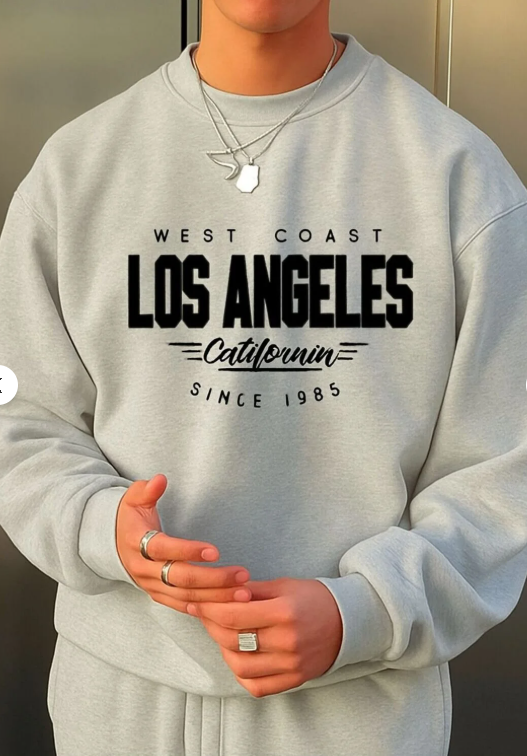 3 İPLİK PENYE LOS ANGELES BASKILI UNİSEX SWEATSHIRT/ KAPIDA ÖDEME