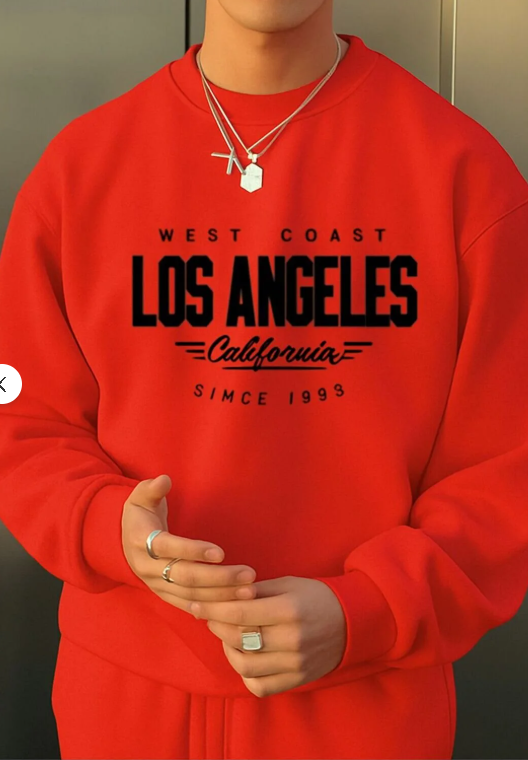 3 İPLİK PENYE LOS ANGELES BASKILI UNİSEX SWEATSHIRT/ KAPIDA ÖDEME