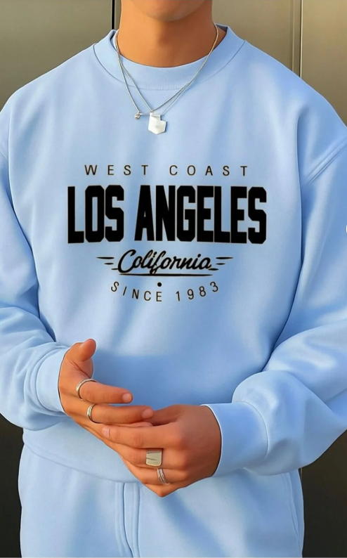 3 İPLİK PENYE LOS ANGELES BASKILI UNİSEX SWEATSHIRT/ KAPIDA ÖDEME