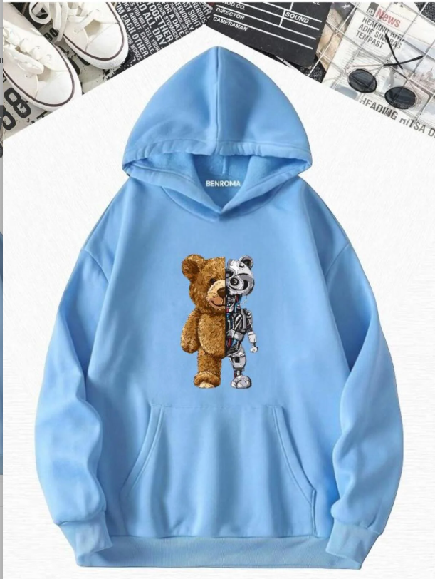 Yarı Ayı Yarı Robot Hoodie / Kapıda ödeme