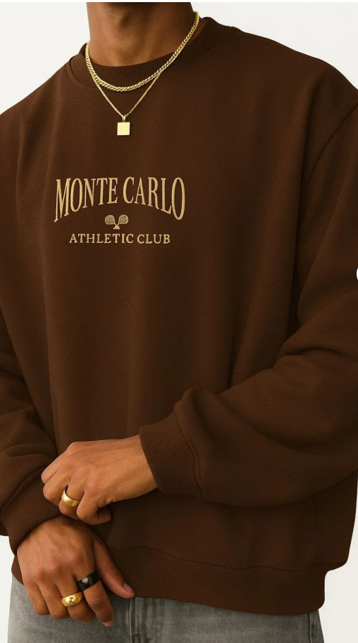 MONTE CARLO BASKILI UNİSEX SWEATSHIRT /  KAPIDA ÖDEMELİ