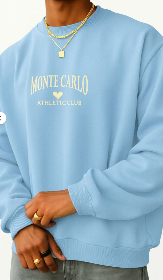 MONTE CARLO BASKILI UNİSEX SWEATSHIRT /  KAPIDA ÖDEMELİ