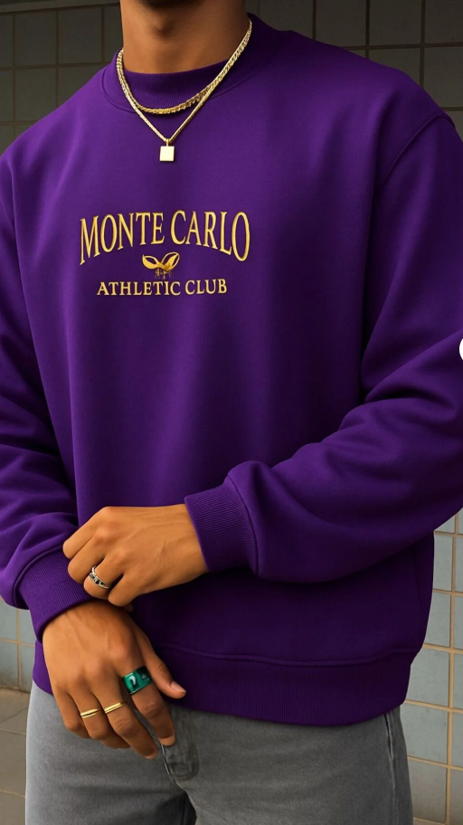 MONTE CARLO BASKILI UNİSEX SWEATSHIRT /  KAPIDA ÖDEMELİ