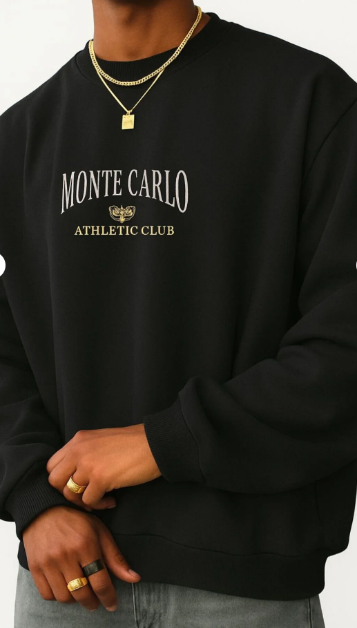 MONTE CARLO BASKILI UNİSEX SWEATSHIRT /  KAPIDA ÖDEMELİ