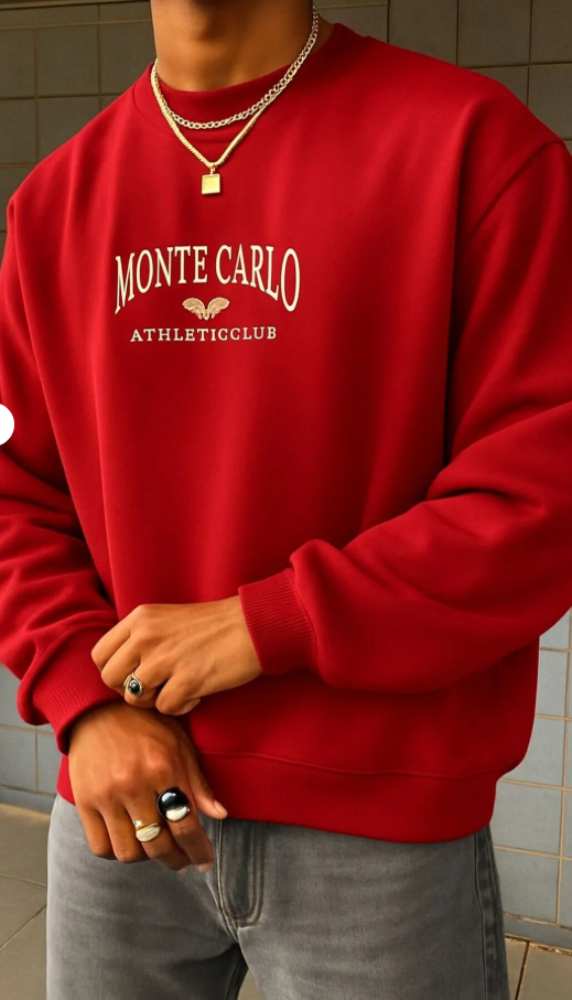 MONTE CARLO BASKILI UNİSEX SWEATSHIRT /  KAPIDA ÖDEMELİ