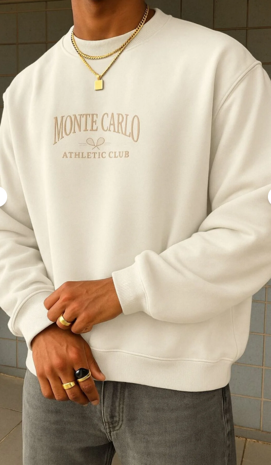 MONTE CARLO BASKILI UNİSEX SWEATSHIRT /  KAPIDA ÖDEMELİ