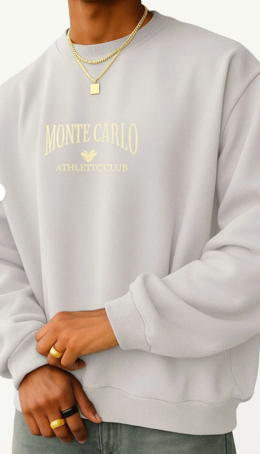 MONTE CARLO BASKILI UNİSEX SWEATSHIRT /  KAPIDA ÖDEMELİ