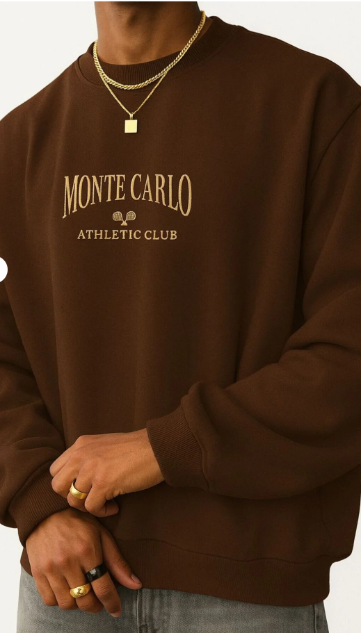 MONTE CARLO BASKILI UNİSEX SWEATSHIRT /  KAPIDA ÖDEMELİ